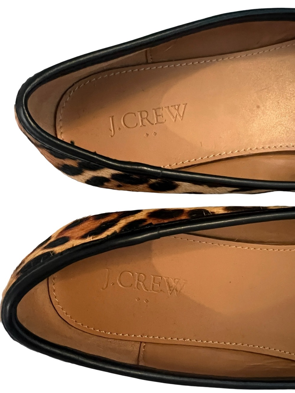 J. Crew Leopard Print Calf Hair Ballet Flats Black Cap Toe & Feminine Bow- 7 1/2 - Picture 6 of 7